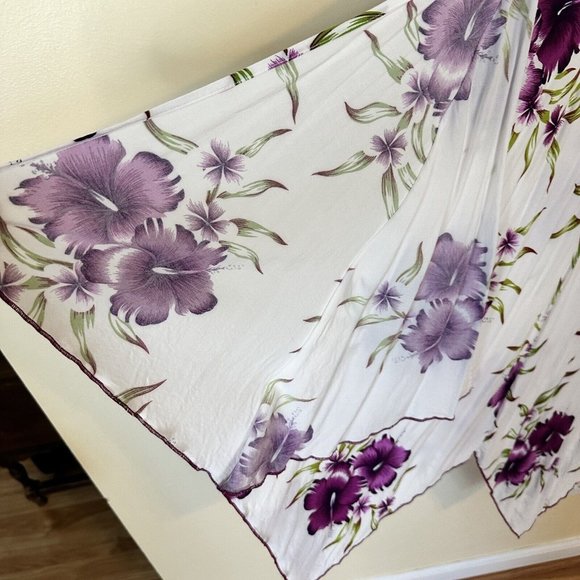 Preowned Womens Rayon Aloha Fashion Sleeveless Floral Midi Dress Large Purple - Picture 3 of 9